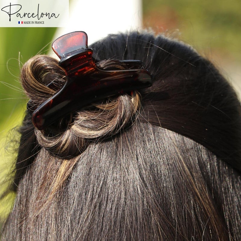 Parcelona French Flat Tortoise Shell Large Salon Covered Spring Jaw Hair Claw Clip Clutcher Clamp - Image 2